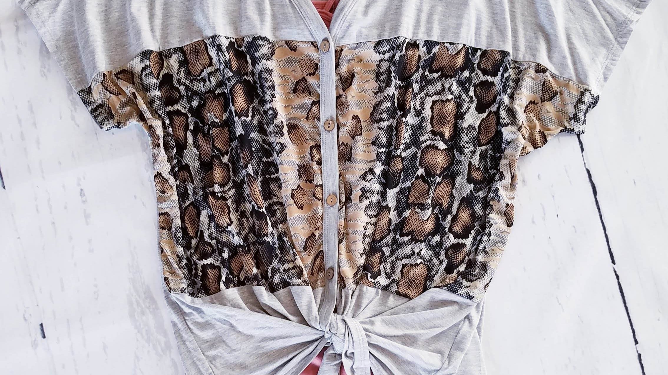 Animal Print Button Tie Shirt - Classy Closet Shop