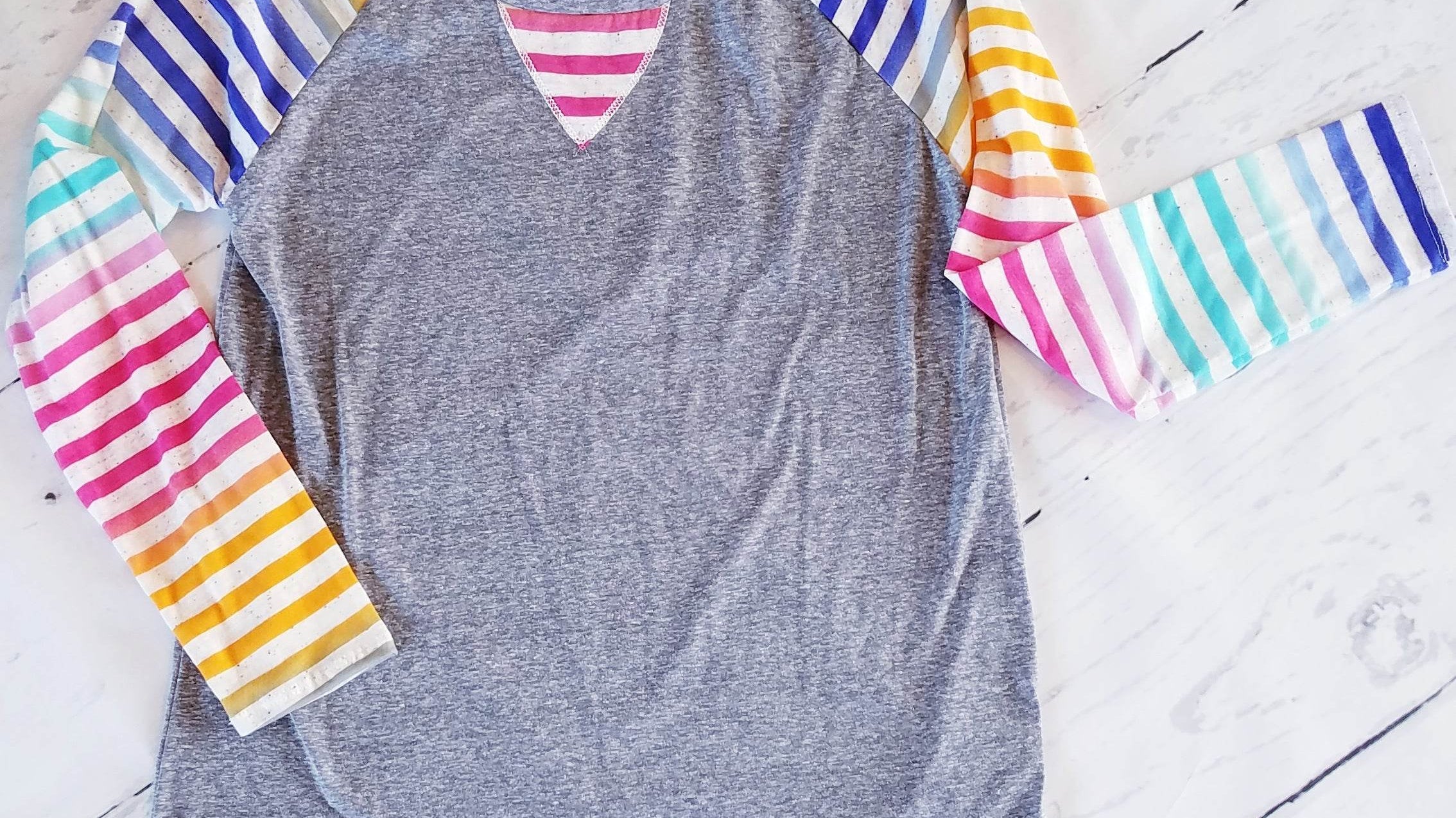 Multi-Striped Grey Speckled Boutique Shirt - Classy Closet Shop