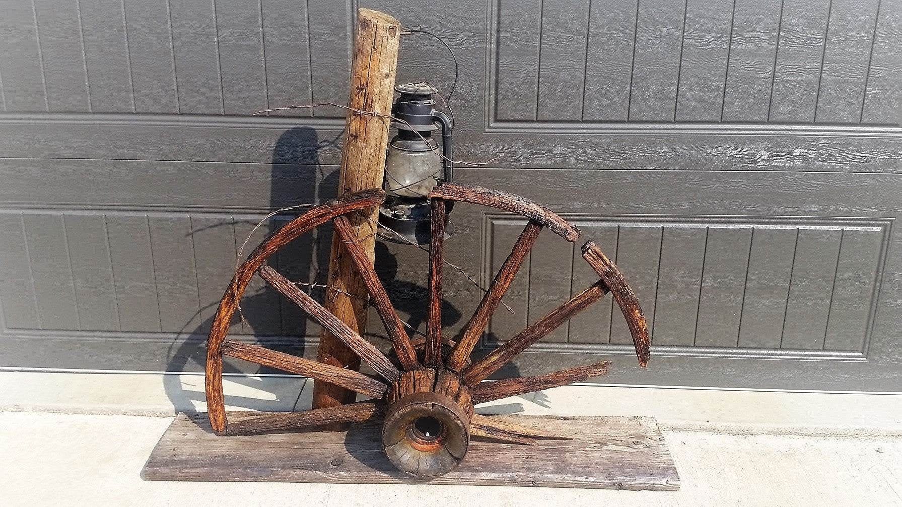 Wooden Wheel Lantern Rustic Decor - Classy Closet Shop