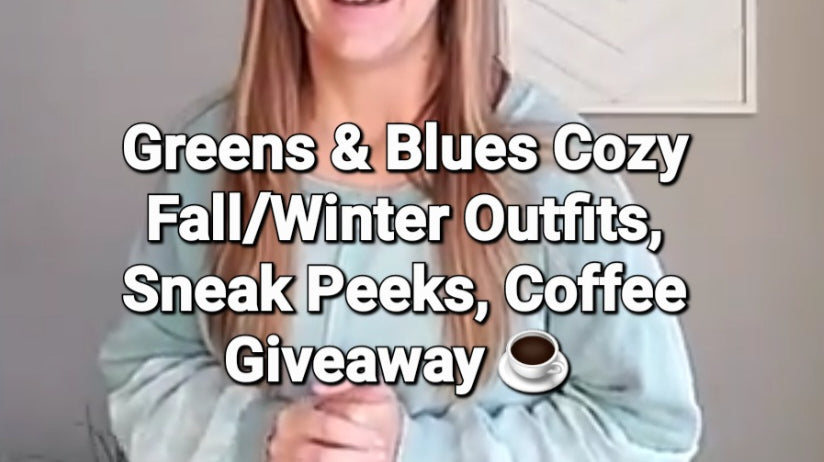 Coffee Chat ☕️ Cozy Greens + Blues and a peek at New Arrivals! 🍂 Classy Closet online affordable boutique clothing for modest women's fashion