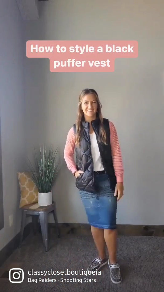 How to Wear a Black Puffer Vest 3 Ways
