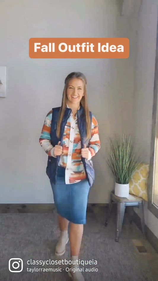 Fall Outfit Inspo with Aztec Button Top
