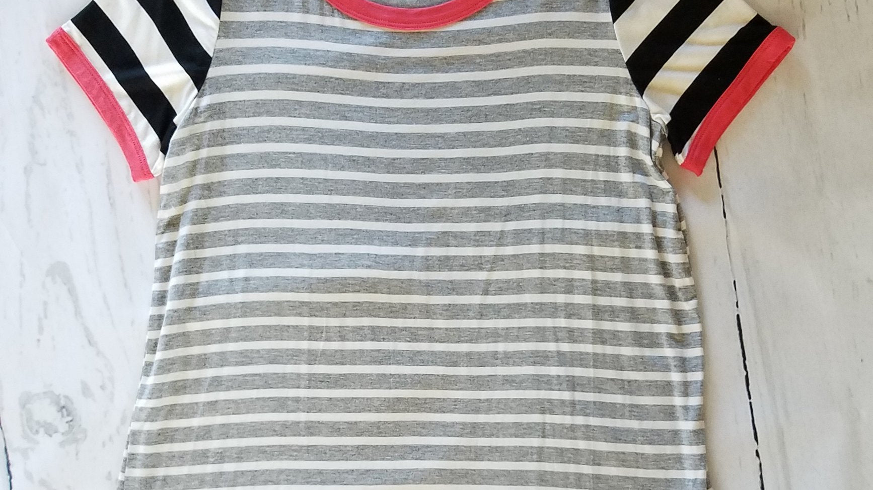 Coral Trim Contrast Striped Boutique Shirt