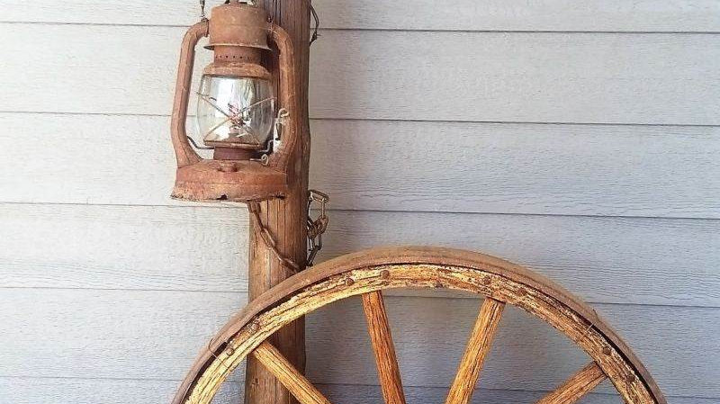 Rustic Wagon Wheel Lantern Decor - Classy Closet Shop