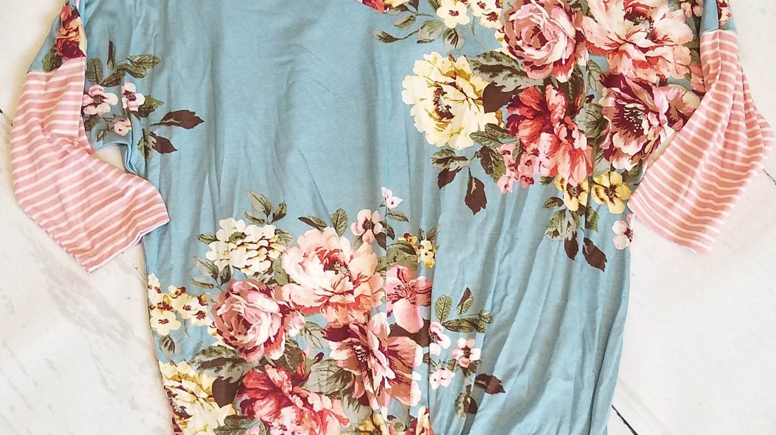 Pretty Spring Blue and Pink Floral Women's Shirt