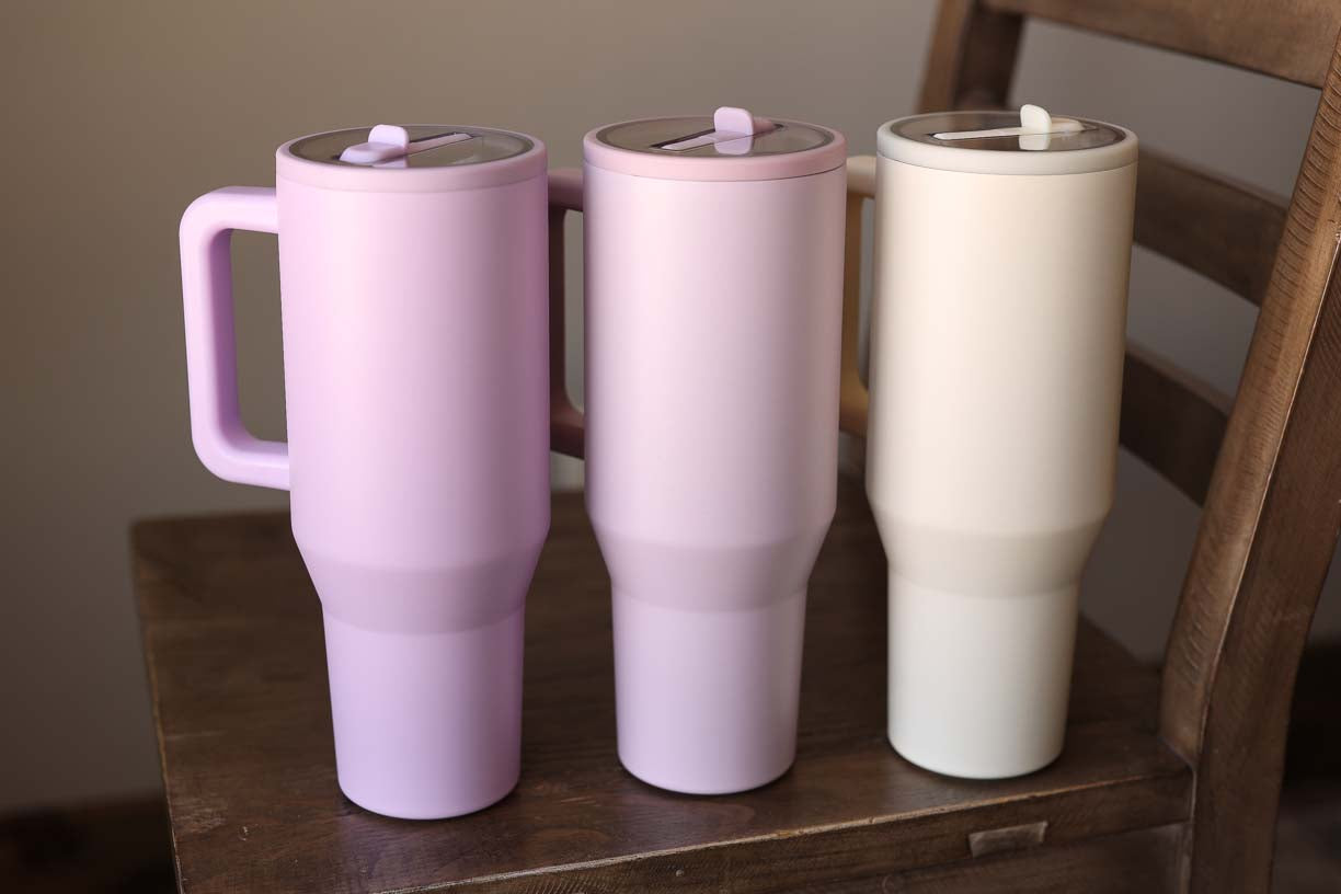 40 oz Ivory Frosted Straw Stainless Cup