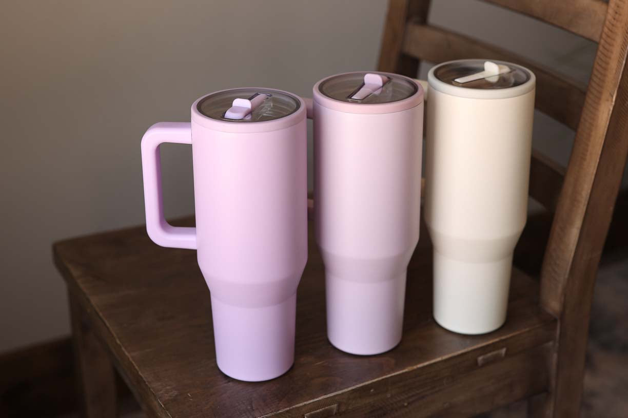 40 oz Ivory Frosted Straw Stainless Cup