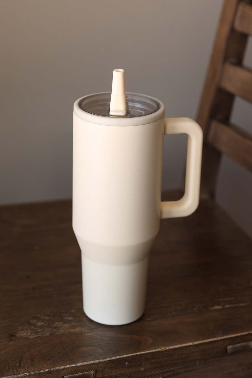 40 oz Ivory Frosted Straw Stainless Cup