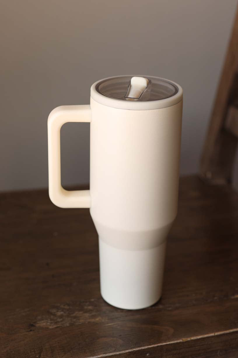 40 oz Ivory Frosted Straw Stainless Cup