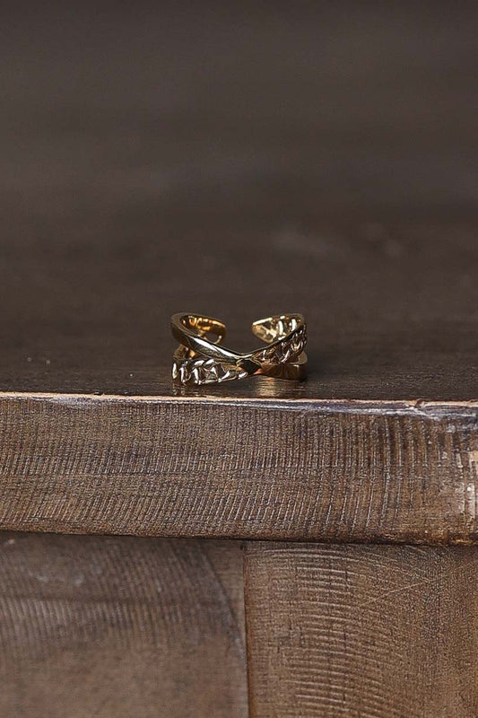 The catherine ring is a modern take on a classic look. It is 14kt gold plated stainless steel and adjustable for a one size fit. We know you'll turn to our catherine ring as an everyday accessory. Pair it with the james earrings for a classic everyday look.
"All of our rings are gold plated stainless steel. Because stainless steel is a strong material, our pieces hold up through everyday wear and tear. No jewelry is designed for water as every time jewelry gets wet, it will slowly remove some of its p