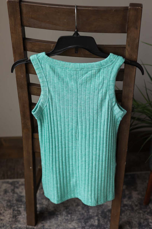 Kelly Green Scoop Neck Sleeveless Sweater Tank Top • S
