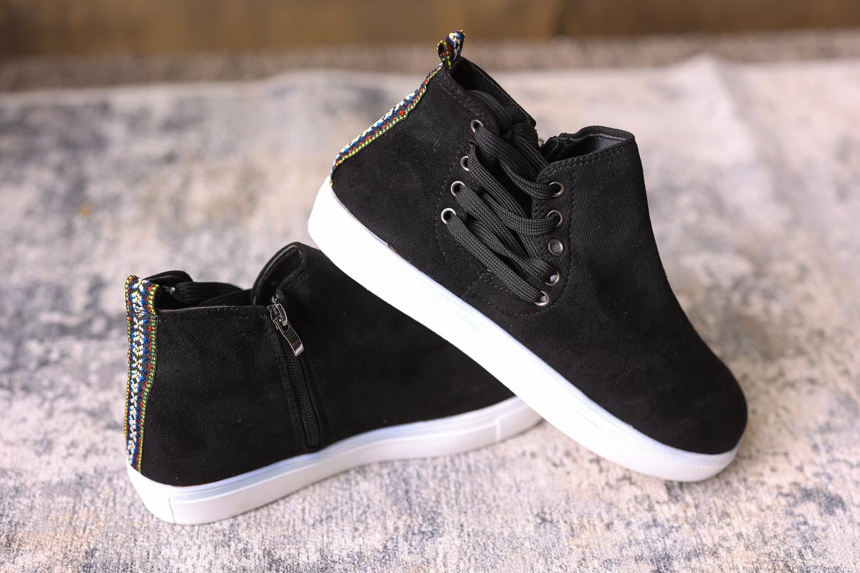 Black Lace Up Zippered Shoes • 7.5