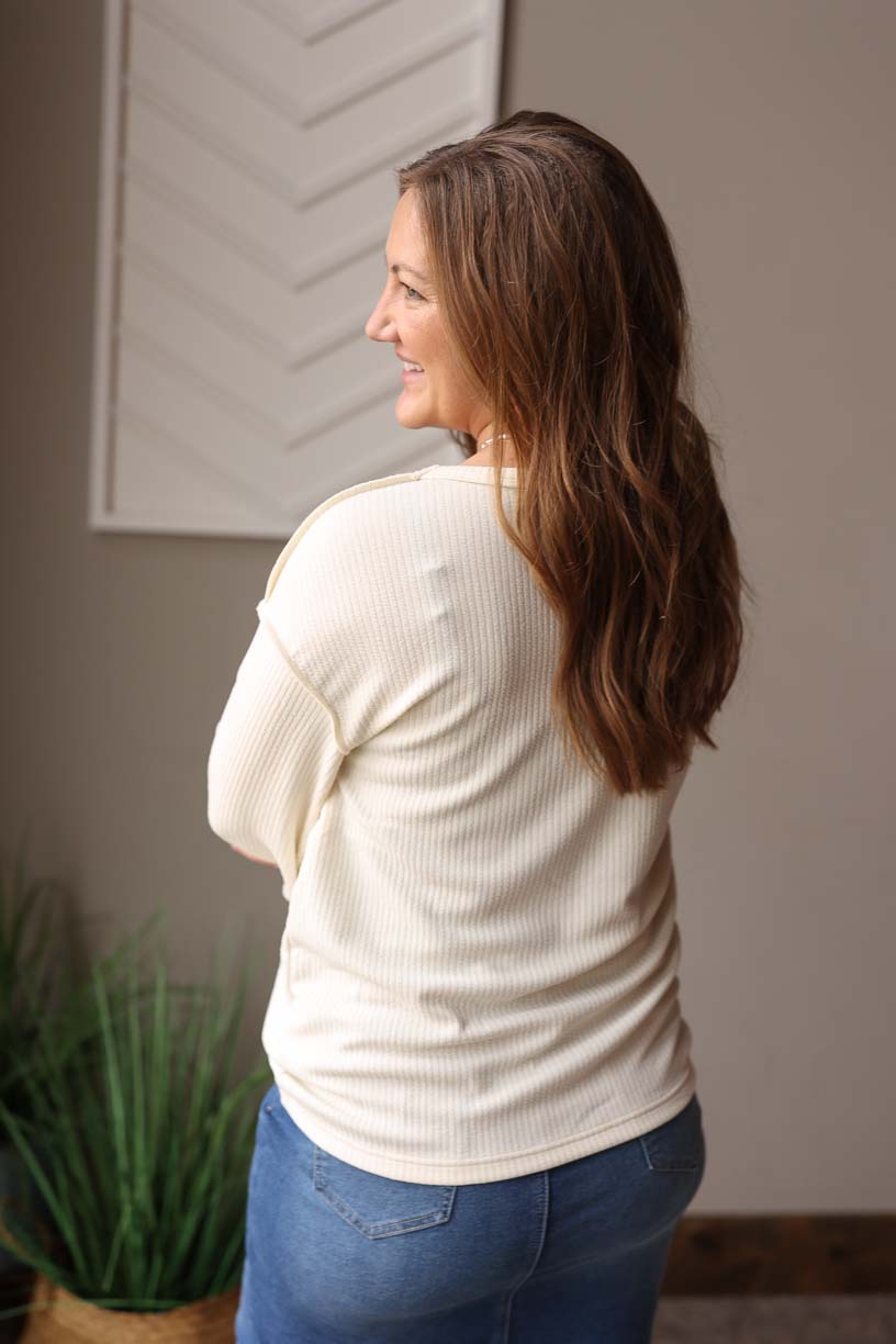 White Corded Multi Patchwork Top, M or Lg