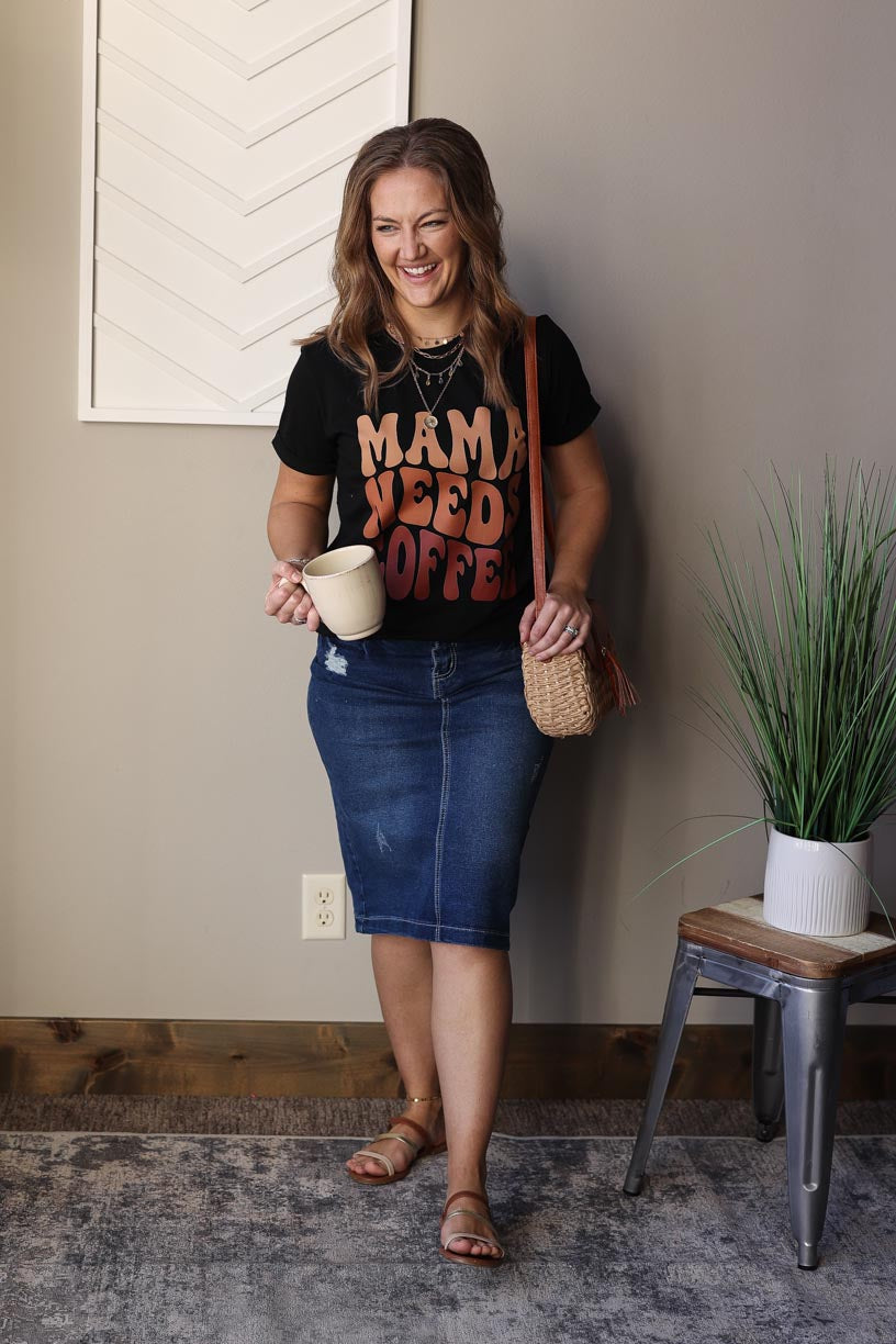 Black "Mama Needs Coffee" Tee, S