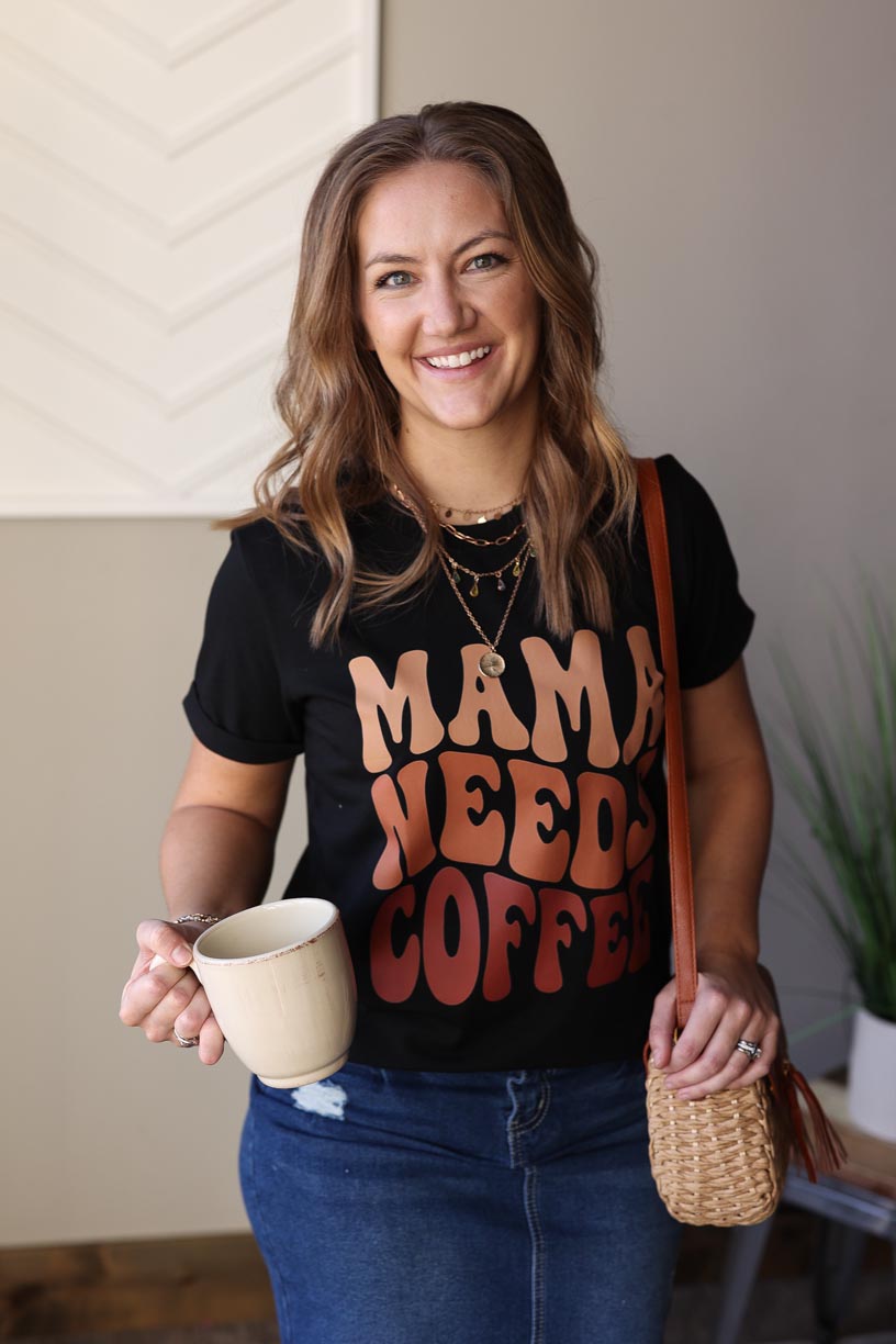 Black "Mama Needs Coffee" Tee, S