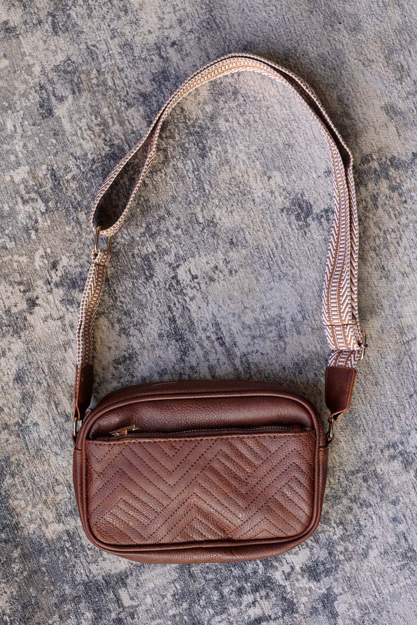 Brown Quilted Crossbody Purse