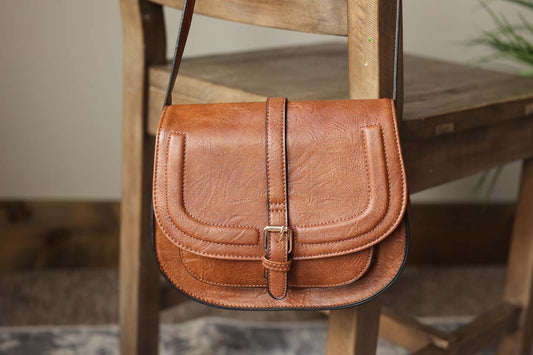 Chestnut Flap Magnetic Buckle Shoulder Bag Purse