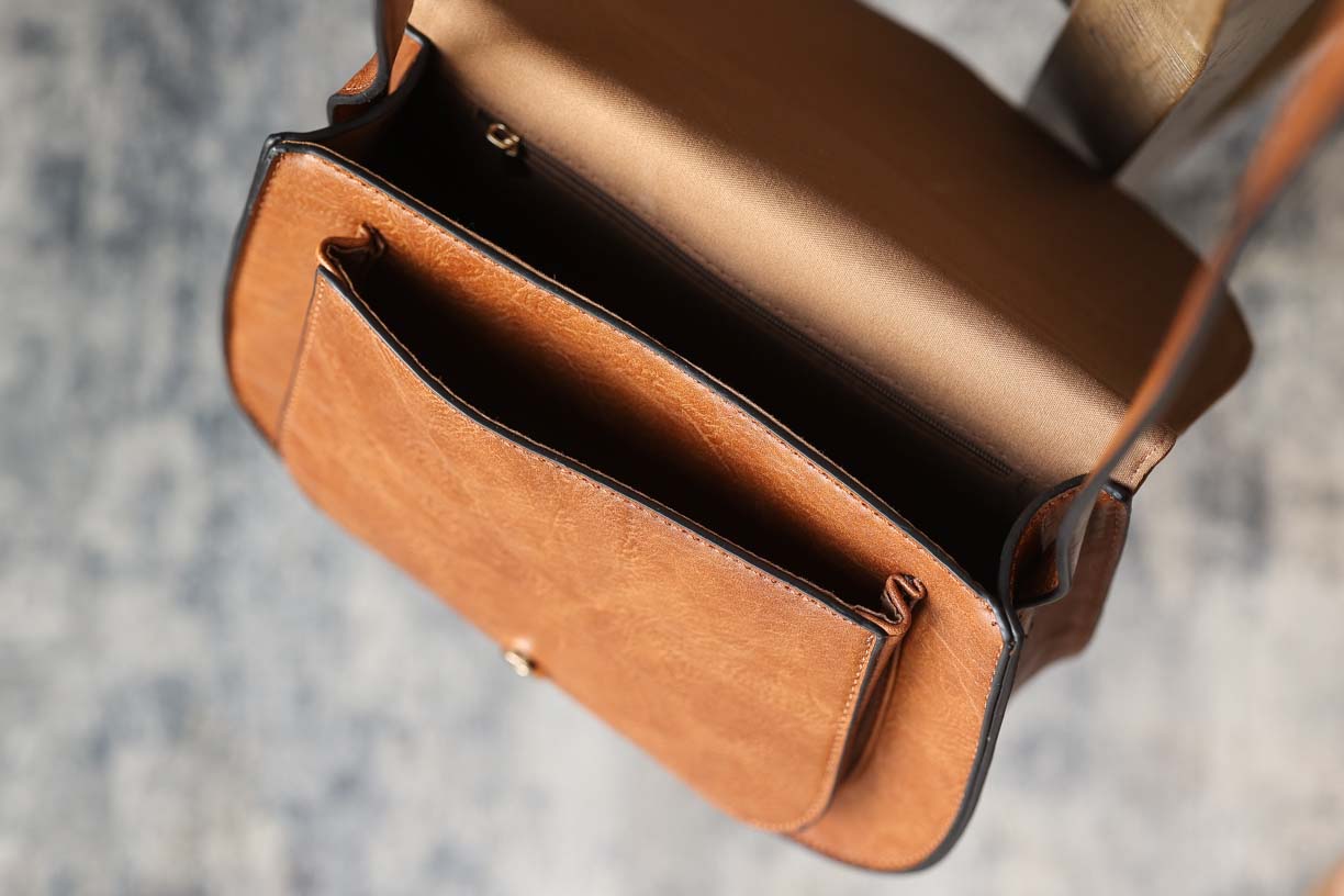 Chestnut Flap Magnetic Buckle Shoulder Bag Purse