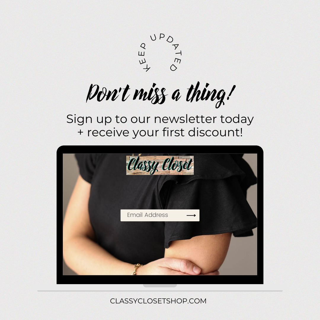 Sign Up for Classy Closet's Emails for your first order discount! Women's Online Modest Clothing Boutique Iowa