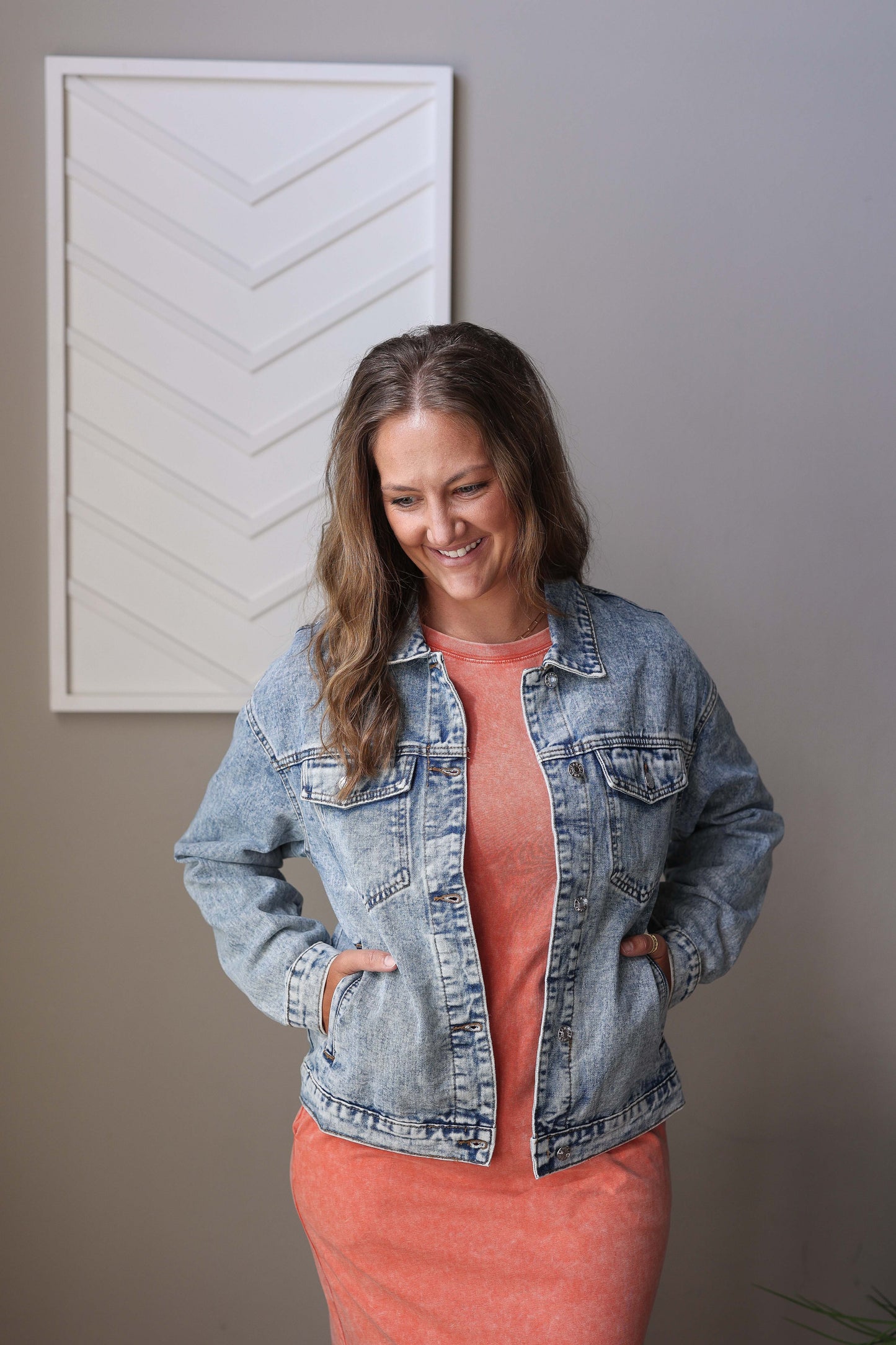Blue Vintage Washed Denim Jacket; S-2XL PLUS