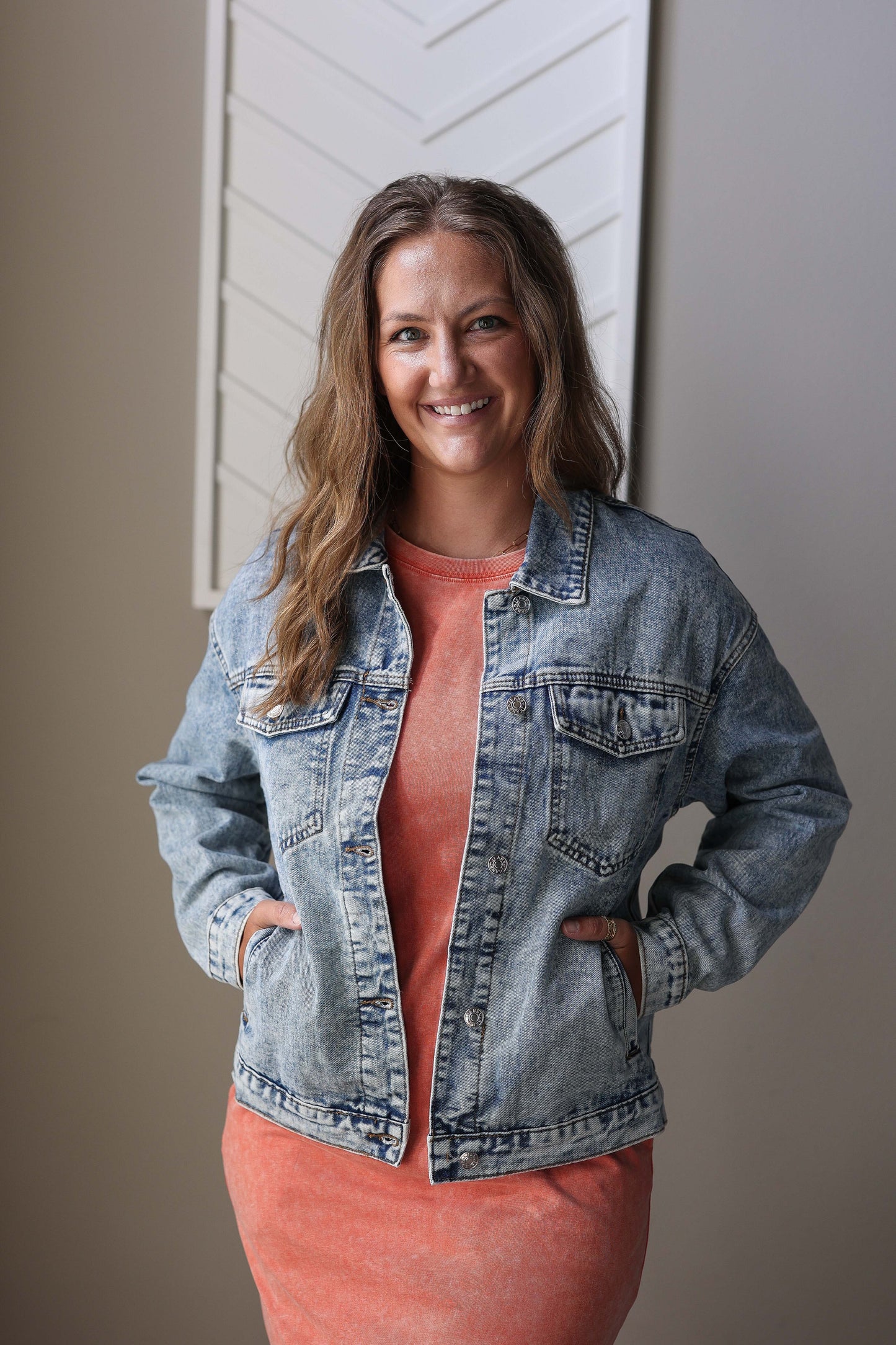 Blue Vintage Washed Denim Jacket; S-2XL PLUS