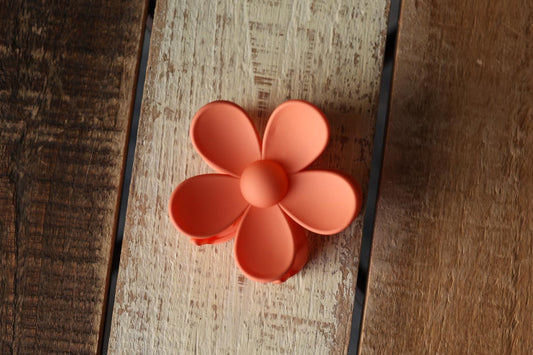 Coral Flower Claw Clip