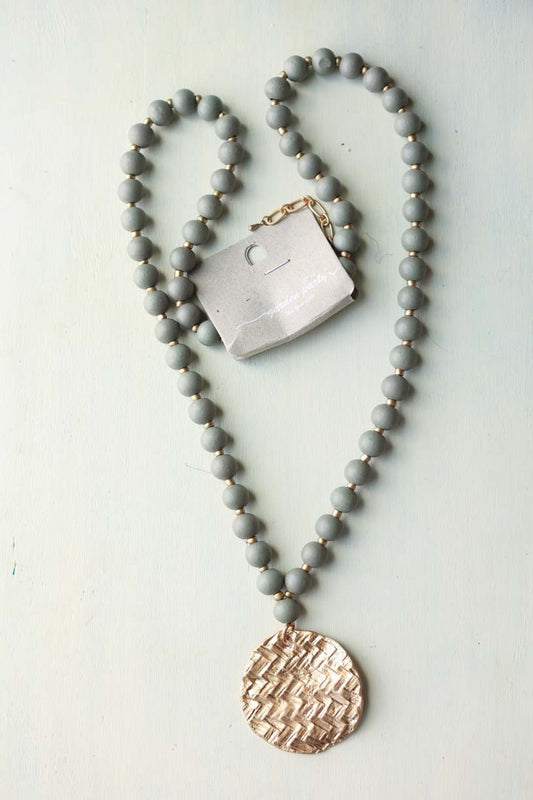 Grey Gold Long Necklace at Classy Closet Online Women's Modest Fashion Boutique Clothing Shop