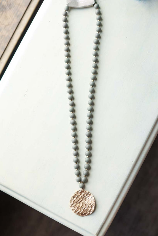 Grey Gold Long Necklace at Classy Closet Online Women's Modest Fashion Boutique Clothing Shop