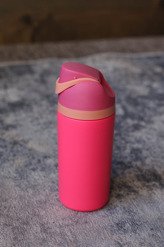 16oz Pink Flip Top Stainless Tumbler