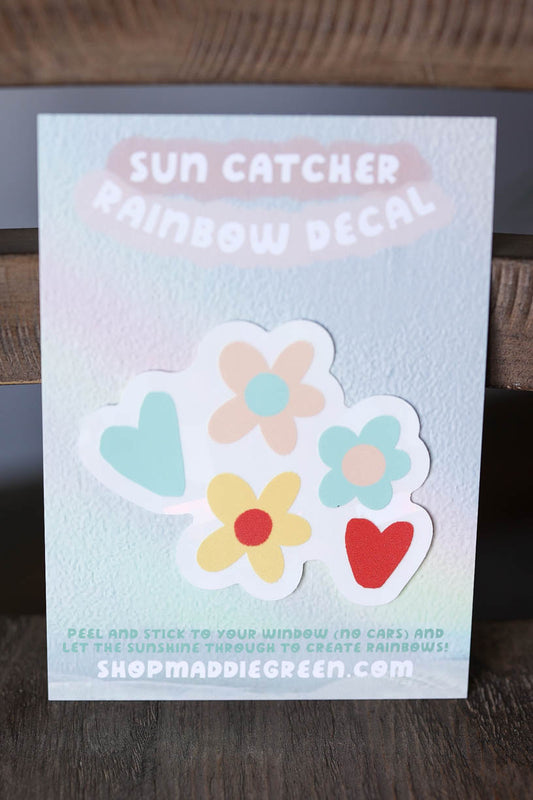 Heart Flower Doodles Vinyl Suncatcher Decals