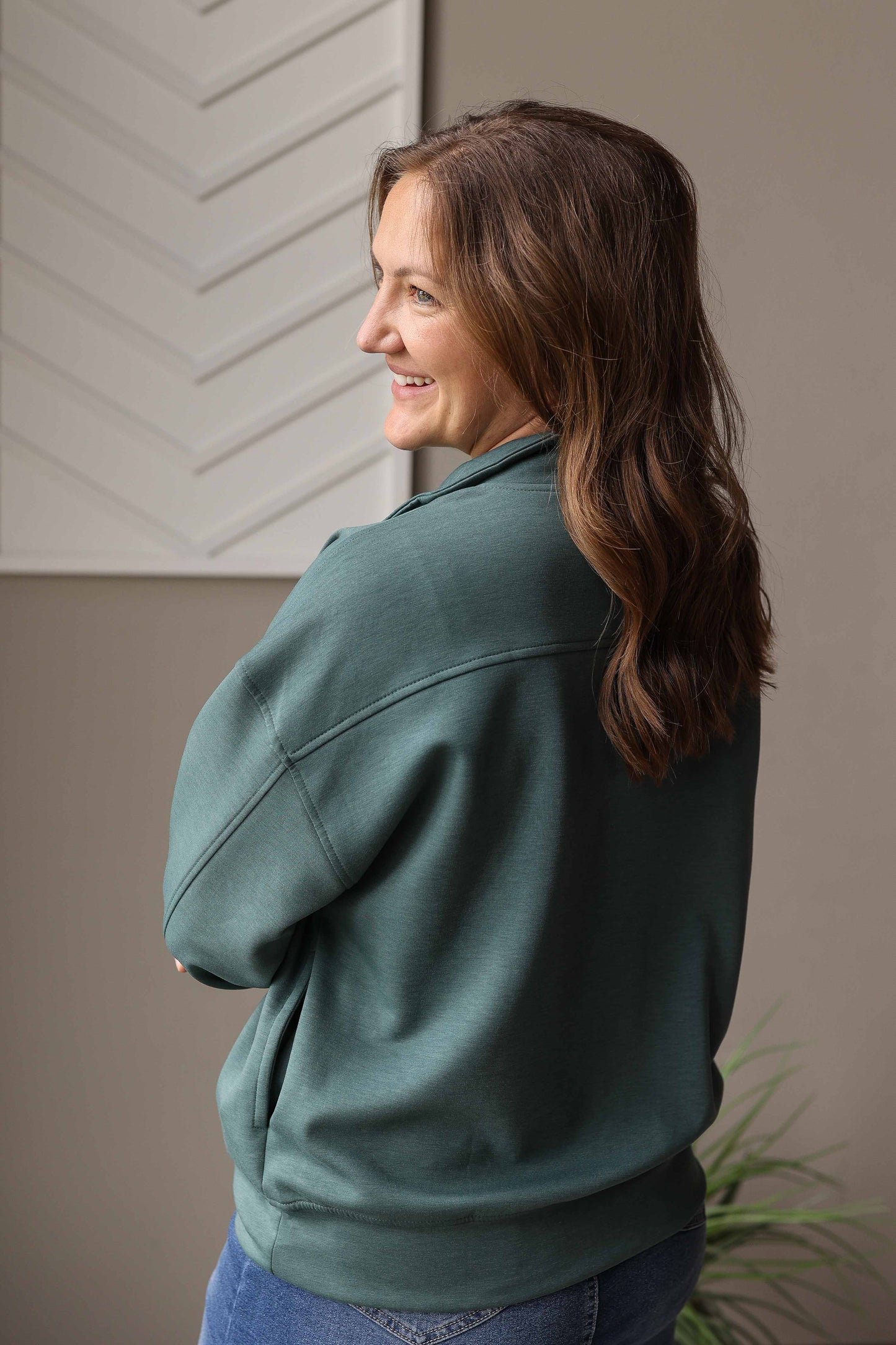 Jade Scuba Quarter Zip Pullover Sweatshirt