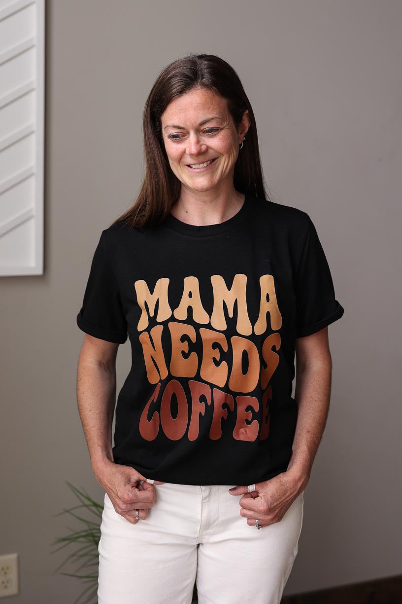 Black "Mama Needs Coffee" Tee, S