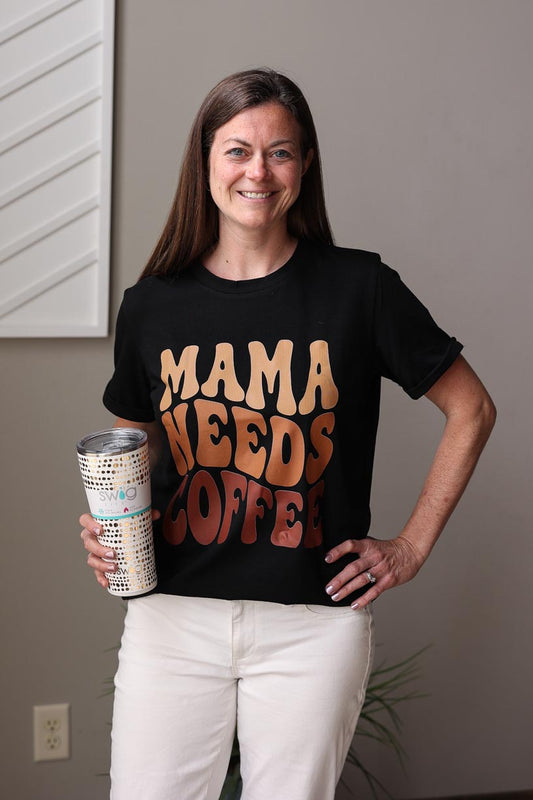 Black "Mama Needs Coffee" Tee, S