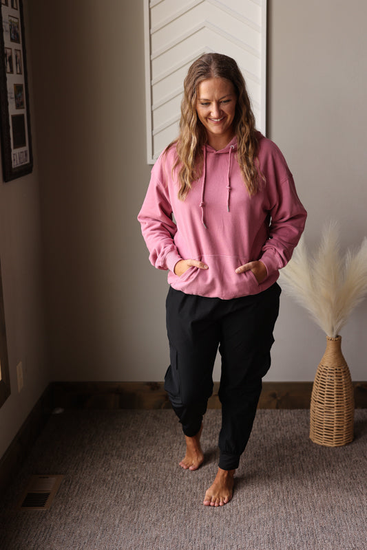 Mulberry Kangaroo Pocket Hoodie; S-2XL PLUS