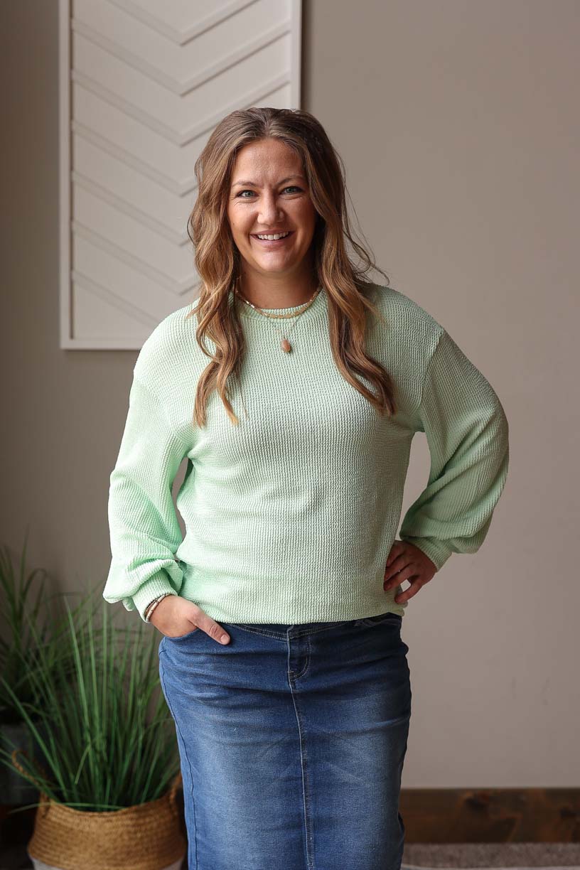 Lime Corded Ribbed Top, Md