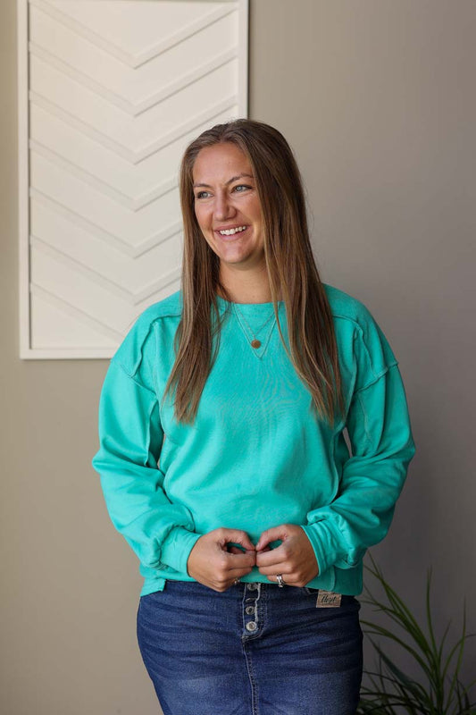 Mint Green Splice Sweatshirt, Sm or Md