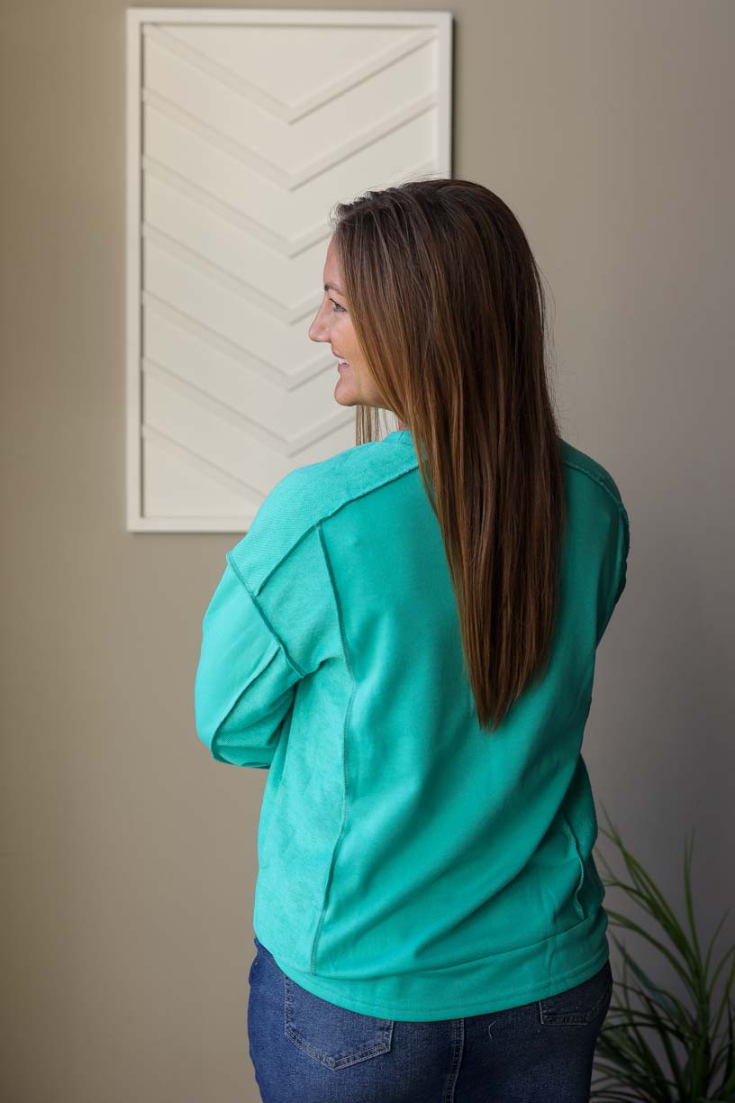 Mint Green Splice Sweatshirt, Sm or Md