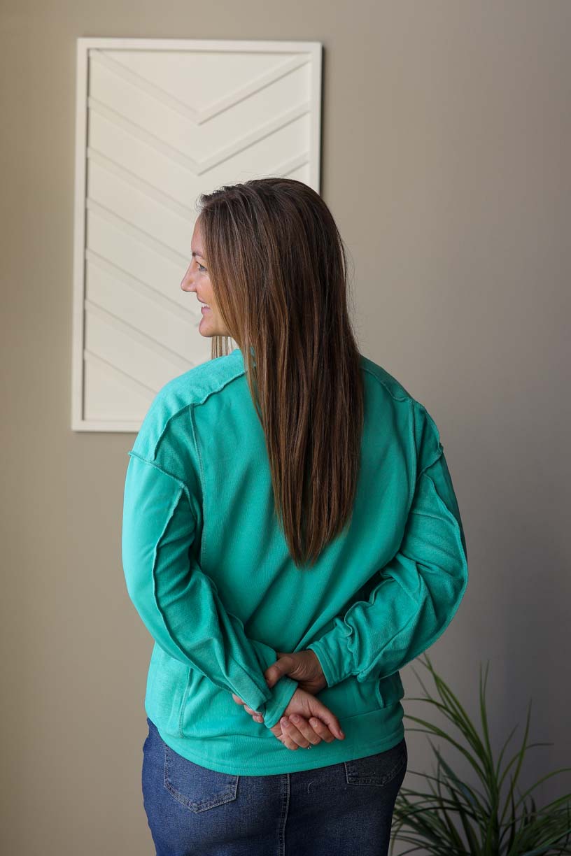 Mint Green Splice Sweatshirt, Sm or Md