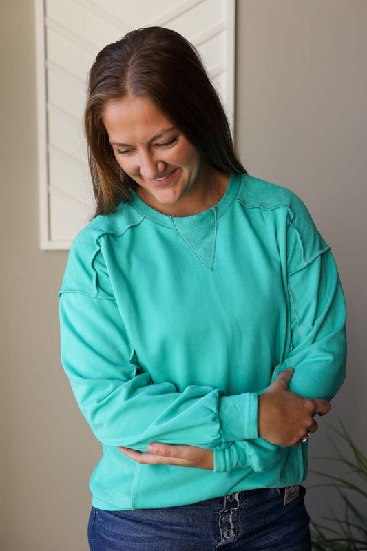 Mint Green Splice Sweatshirt, Sm or Md