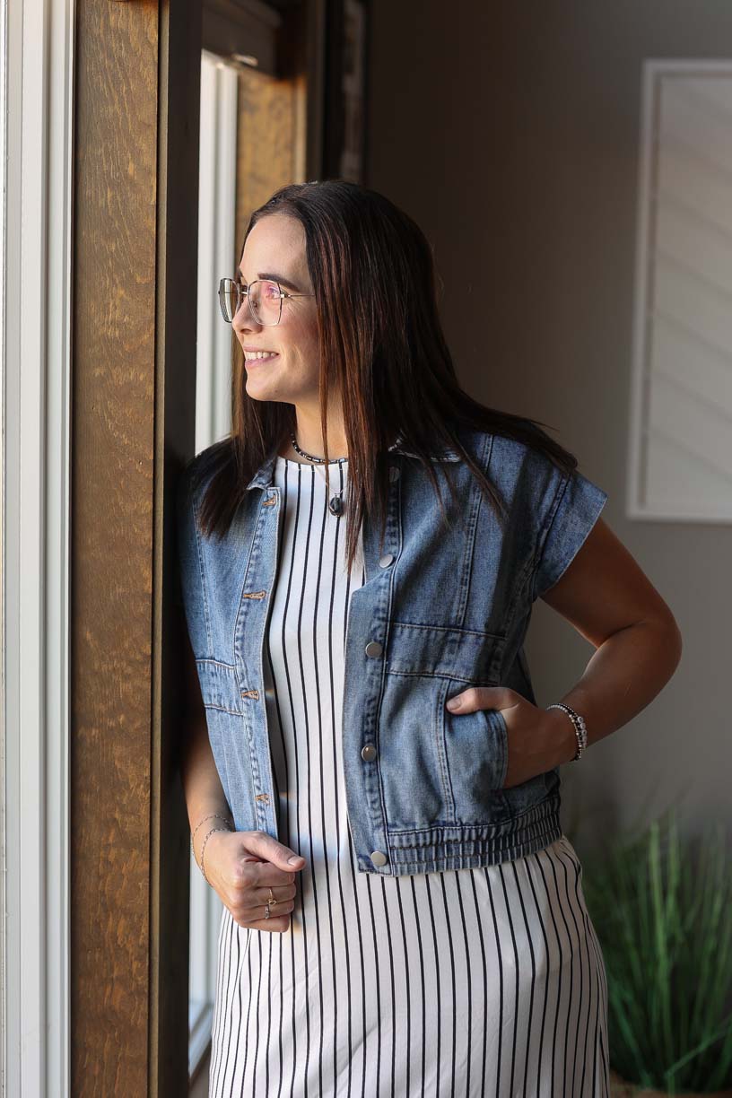 Denim Wash Button Up Vest Jacket, Small