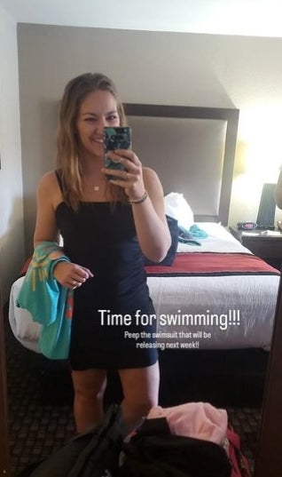 Black Square Neck Tankini Swimsuit: S, L