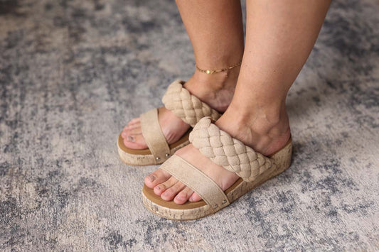 Light Beige Woven Band Sandal, 9.5