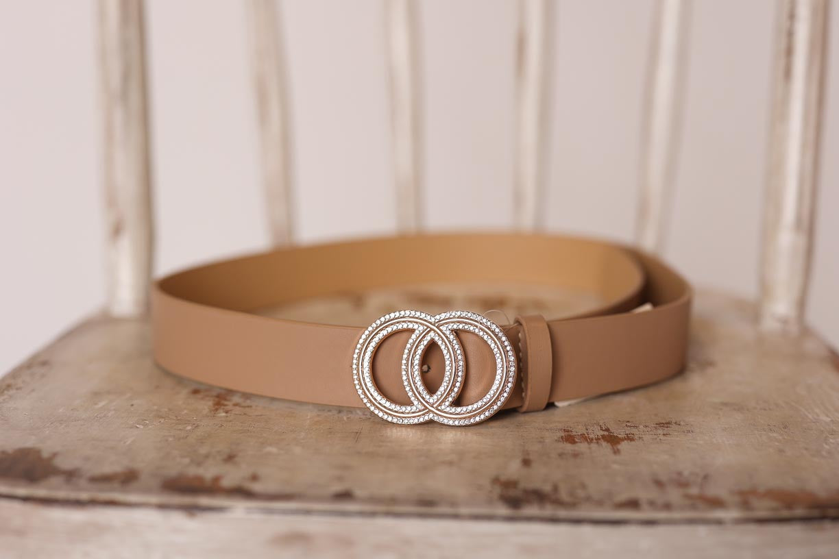 Tan Gold Double Circle Belt