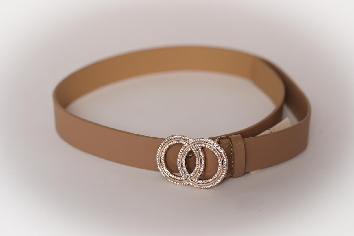 Tan Gold Double Circle Belt