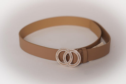 Tan Gold Double Circle Belt