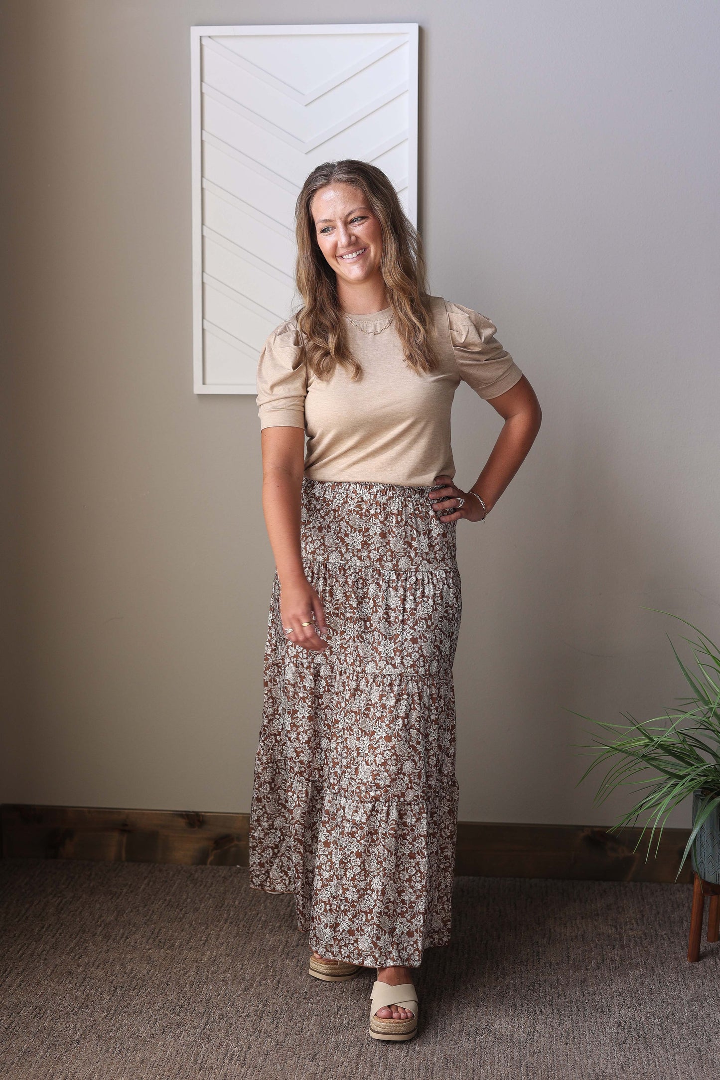 Parchment Ruched Puff Sleeve Top