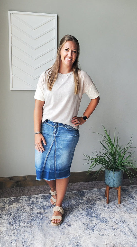 taupe colorblock tan ivory short sleeve top for casual work outfits, everyday cute mom outfits