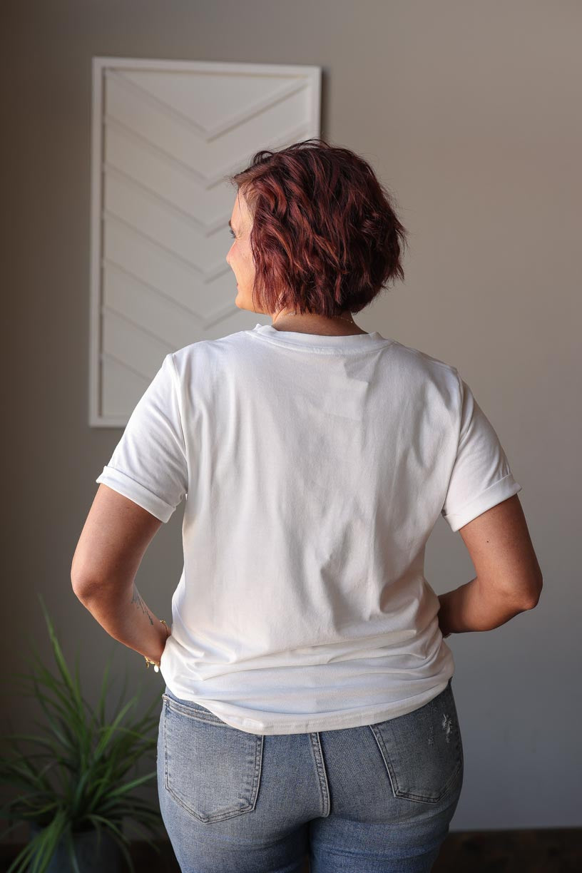 White Crewneck Tee; S-2XL PLUS