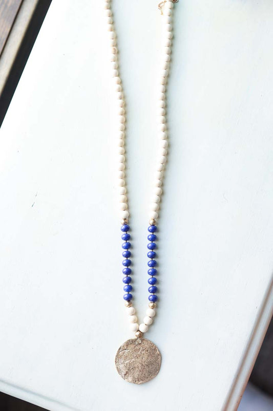 White Royal Gold Long Necklace at Classy Closet WOmen's Modest Boutique Shop