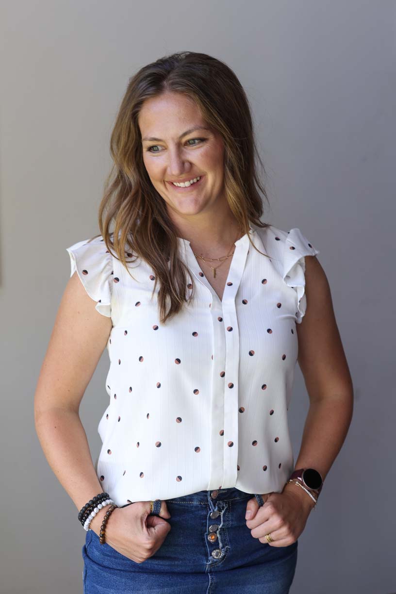 White Polka Dot Ruffle Sleeve Top